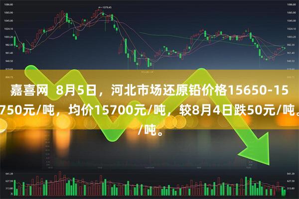 嘉喜网  8月5日，河北市场还原铅价格15650-15750元/吨，均价15700元/吨，较8月4日跌50元/吨。