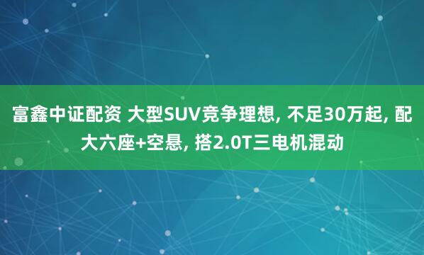 富鑫中证配资 大型SUV竞争理想, 不足30万起, 配大六座+空悬, 搭2.0T三电机混动